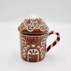 Pottery Barn Gingerbread House Figural Lidded Mug